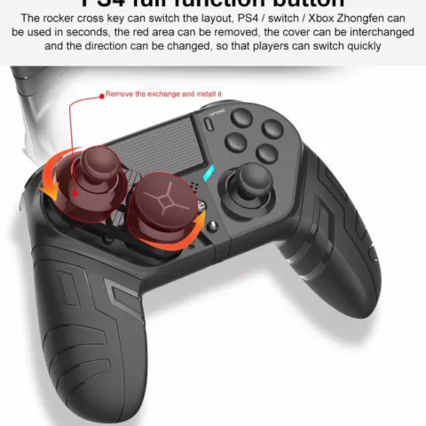 Q300 Game Controller Bluetooth Wireless PS4 PC Android with Touch Turbo Vibration Programable Buttons Headset Audio