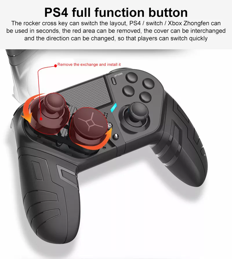 Q300 Game Controller Bluetooth Wireless PS4 PC Android with Touch Turbo Vibration Programable Buttons Headset Audio