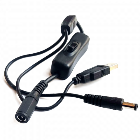 MiSTer Power Switch with Splitter to power Mister DE10 and USV Hub – Male to Female 5.5mm x 2.1mm Barrel