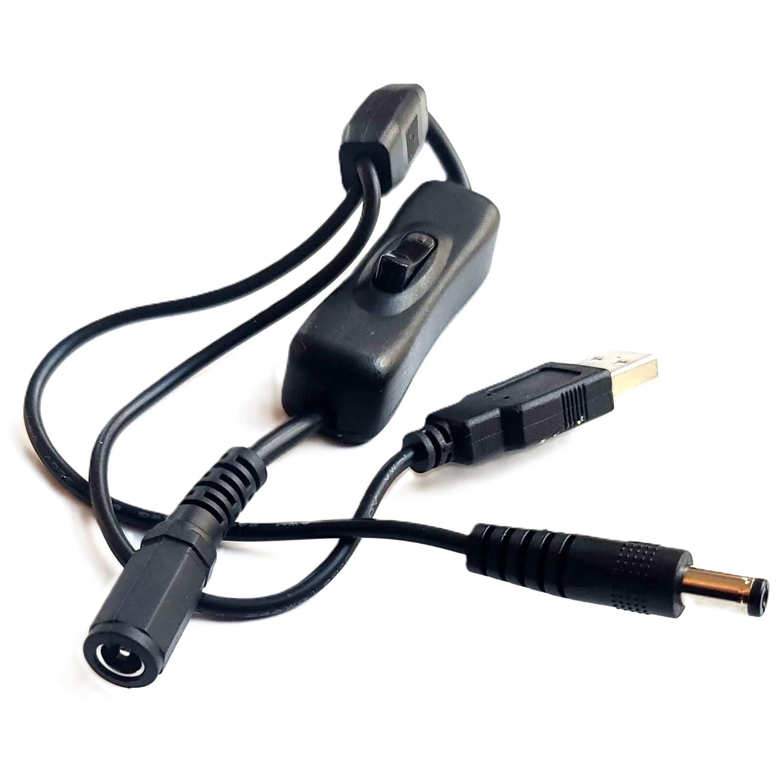 MiSTer Power Switch with Splitter to power Mister DE10 and USV Hub – Male to Female 5.5mm x 2.1mm Barrel